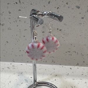 Red and White Peppermint Earrings